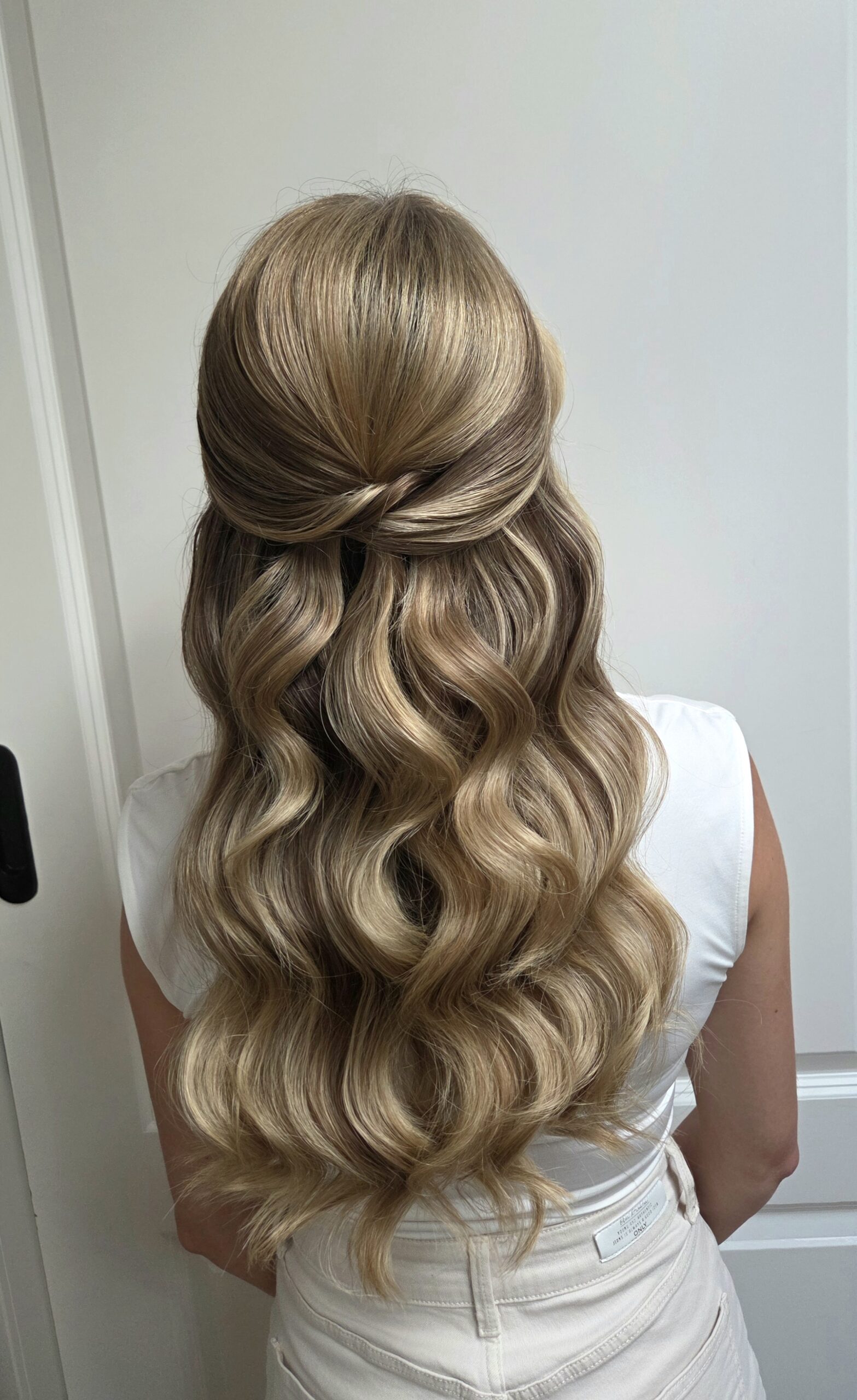 half updo soft waves